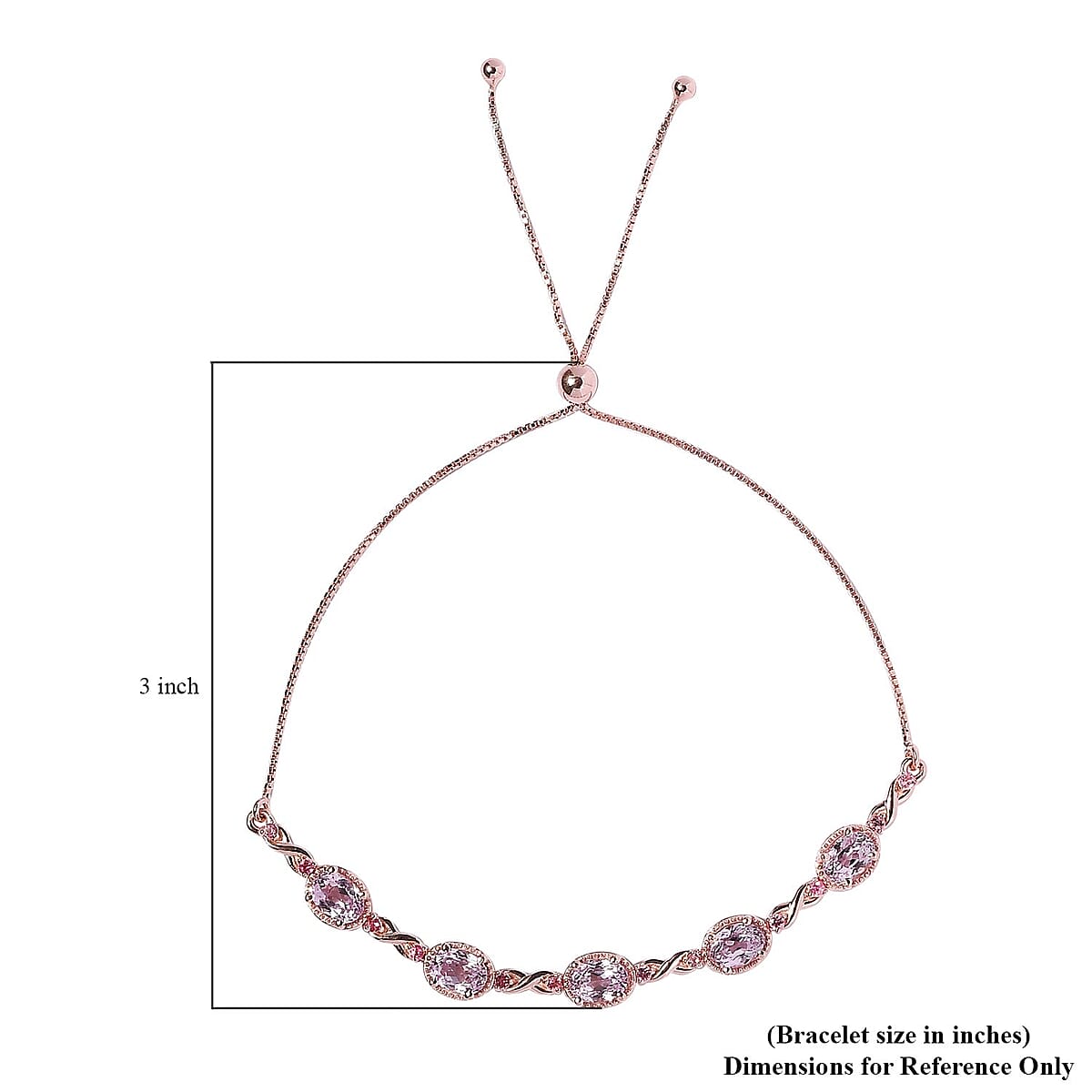 Premium Martha Rocha Kunzite and Premium Morro Redondo Pink Tourmaline Bolo Bracelet in Vermeil Rose Gold Over Sterling Silver 5.80 ctw image number 4