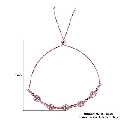 Premium Martha Rocha Kunzite and Premium Morro Redondo Pink Tourmaline Bolo Bracelet in Vermeil Rose Gold Over Sterling Silver 5.80 ctw