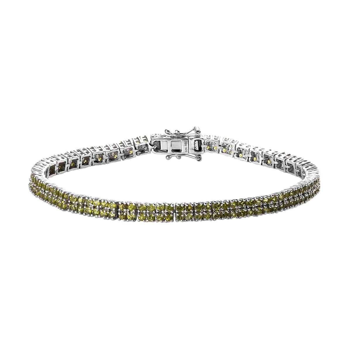 Italian Natural Vesuvianite 2 Row Tennis Bracelet in Platinum Over Sterling Silver (8.00 In) 7.40 ctw image number 0