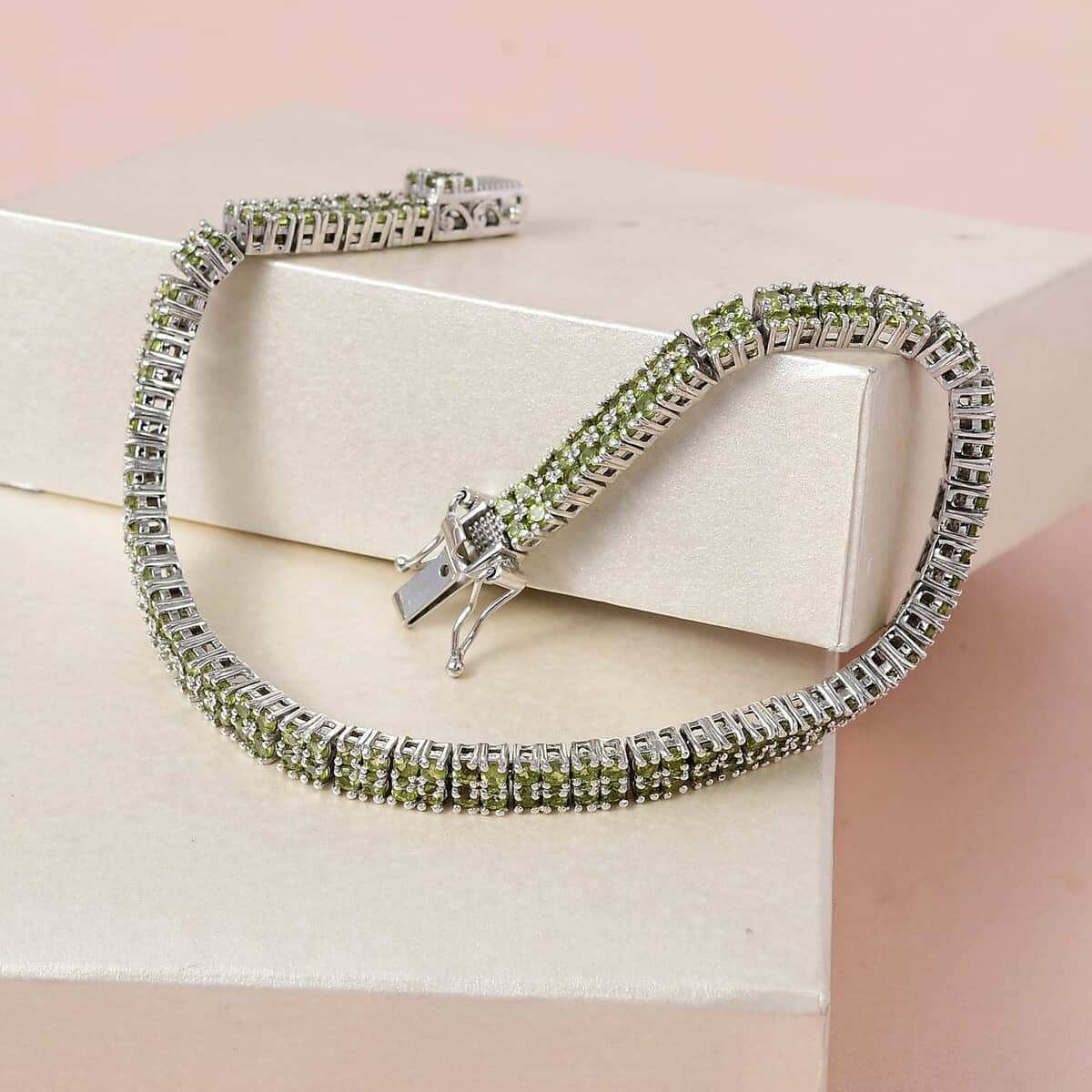 Italian Natural Vesuvianite 2 Row Tennis Bracelet in Platinum Over Sterling Silver (8.00 In) 7.40 ctw image number 1