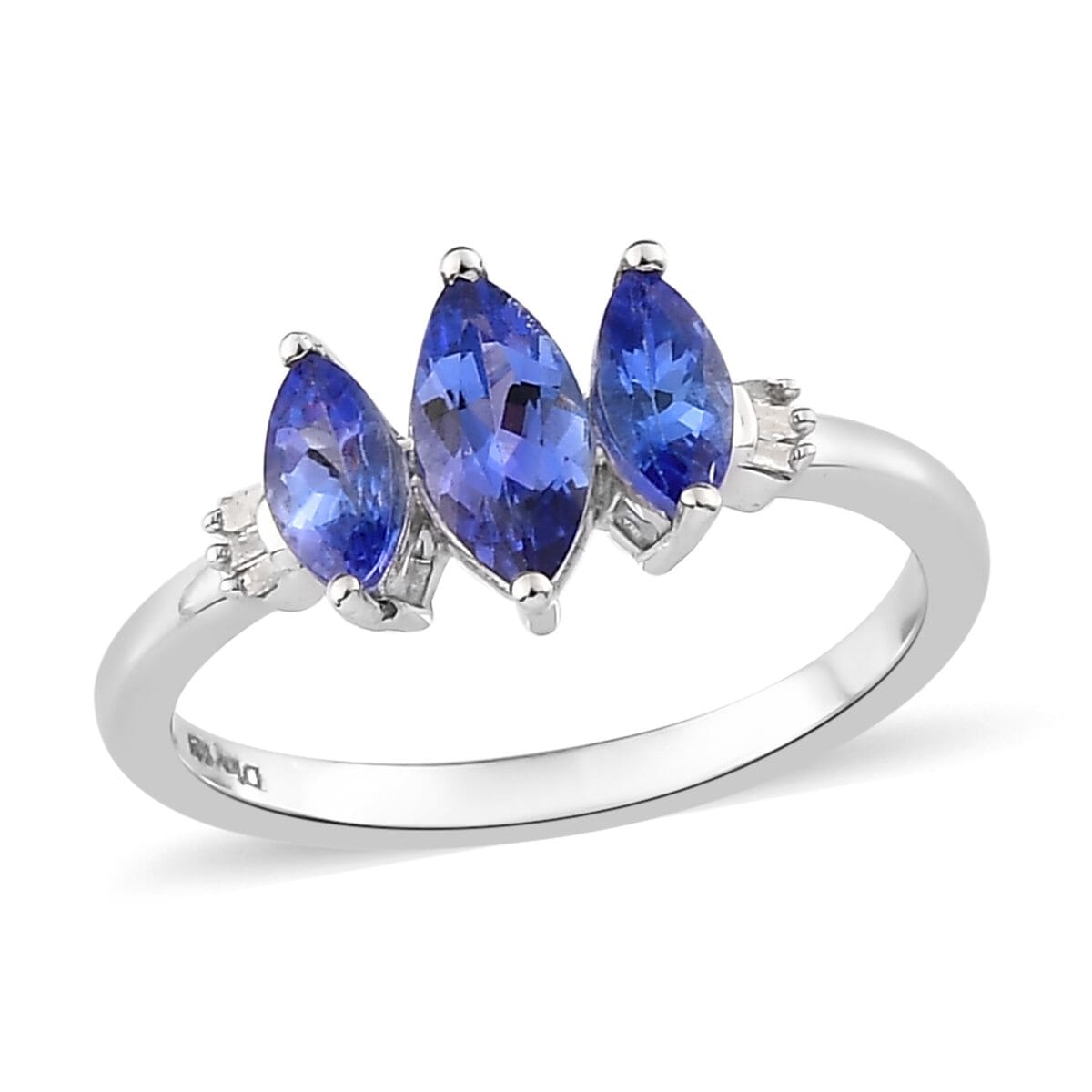 Sterling Silver 3 Stone Marquise Tanzanite Ring