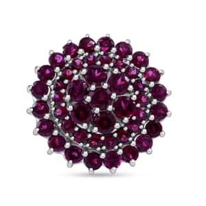 Orissa Rhodolite Garnet 7.90 ctw Floral Ring in Platinum Over Sterling Silver (Size 10.0)