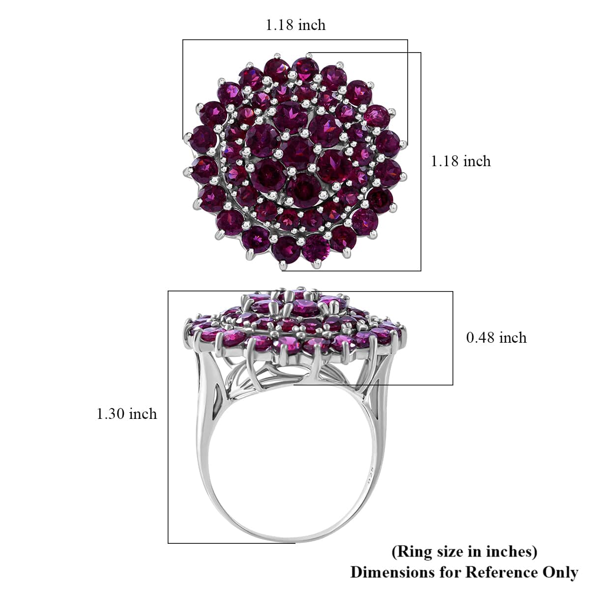 Orissa Rhodolite Garnet Ring in Platinum Over Sterling Silver (Size 10.0) 7.50 ctw image number 4