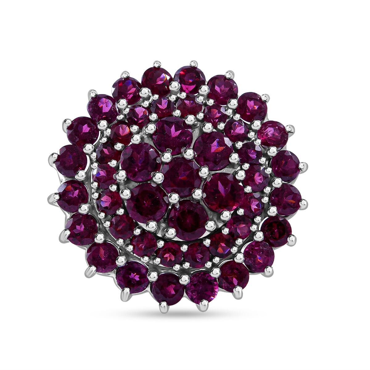 Orissa Rhodolite Garnet 7.90 ctw Floral Ring in Platinum Over Sterling Silver (Size 8.0) image number 0