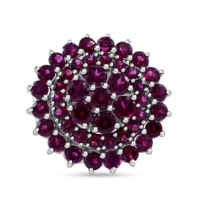 Orissa Rhodolite Garnet 7.90 ctw Floral Ring in Platinum Over Sterling Silver (Size 8.0)