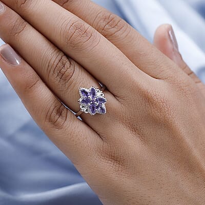 Madagascar Purple Sapphire Floral Ring in Platinum Over Sterling Silver (Size 10.0) 1.40 ctw