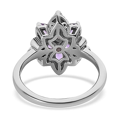 Madagascar Purple Sapphire Floral Ring in Platinum Over Sterling Silver (Size 10.0) 1.40 ctw