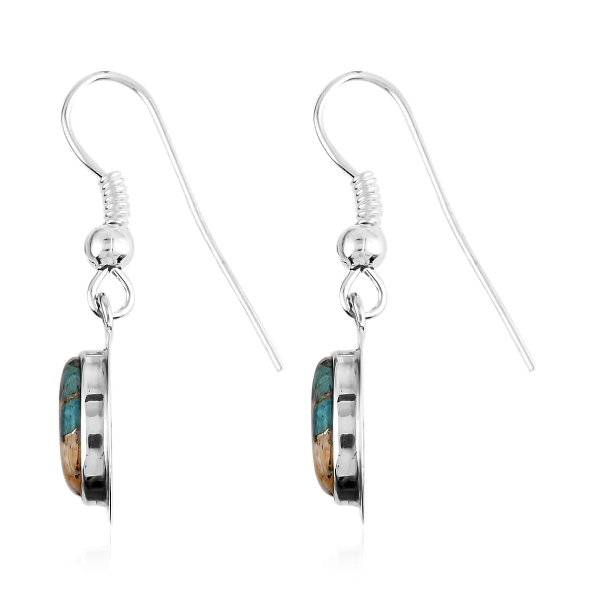 SANTA FE Style Spiny Turquoise Drop Earrings in Sterling Silver 1.70 ctw image number 2