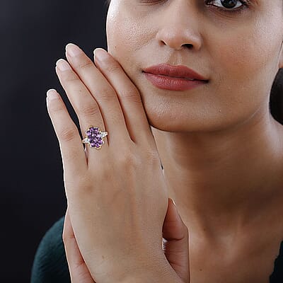 Madagascar Purple Sapphire Ring in Vermeil Yellow Gold and Platinum Over Sterling Silver (Size 10.0) 2.15 ctw