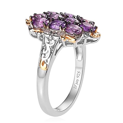 Madagascar Purple Sapphire Ring in Vermeil Yellow Gold and Platinum Over Sterling Silver (Size 10.0) 2.15 ctw