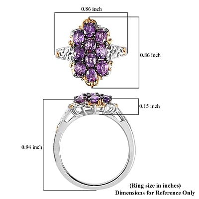 Madagascar Purple Sapphire Ring in Vermeil Yellow Gold and Platinum Over Sterling Silver (Size 10.0) 2.15 ctw