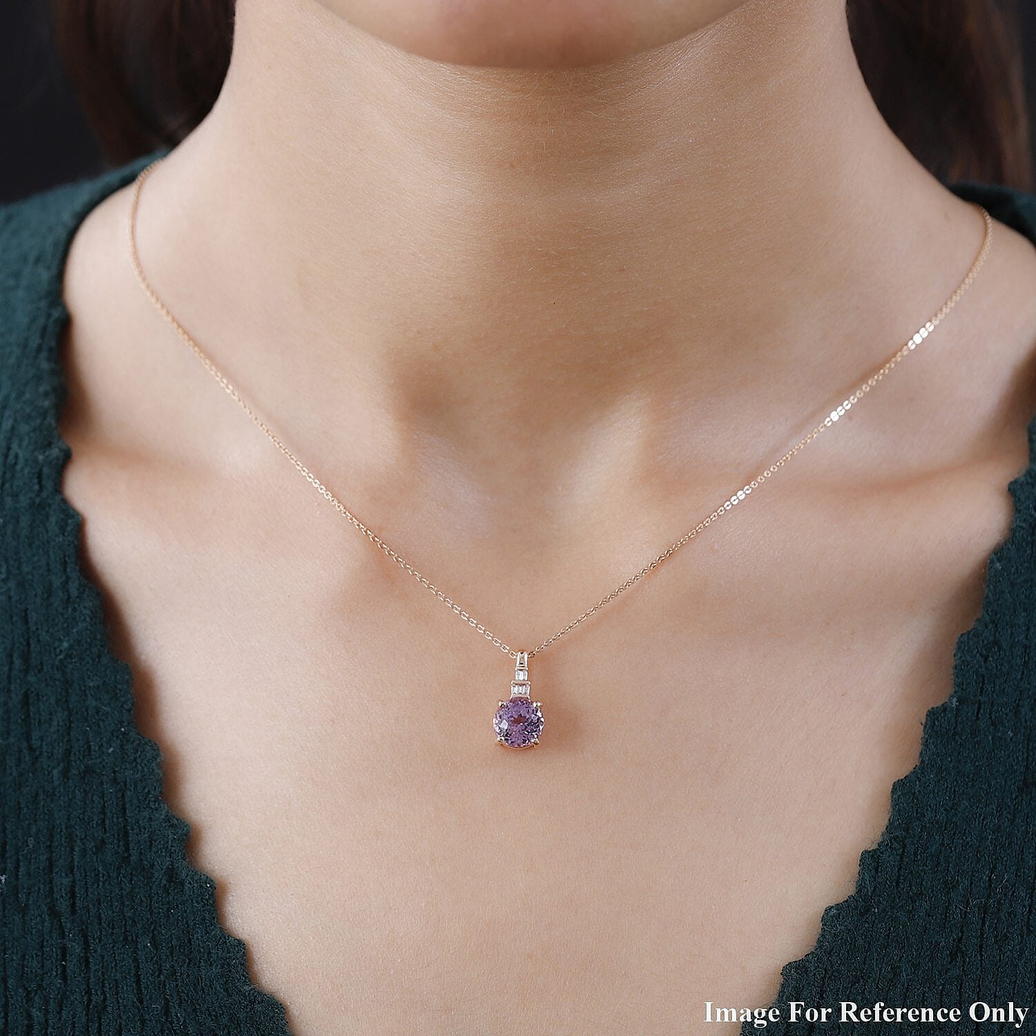 Luxoro 14K Rose Gold AAA Martha Rocha Kunzite and G-H I2 Diamond Accent Pendant 2.50 ctw