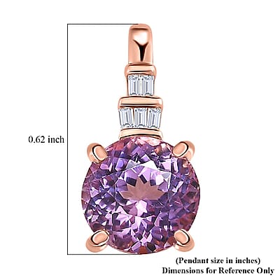Luxoro 14K Rose Gold AAA Martha Rocha Kunzite and G-H I2 Diamond Accent Pendant 2.50 ctw