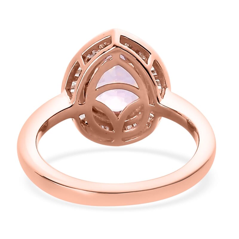 Premium Martha Rocha Kunzite and Diamond Halo Ring in Vermeil Rose Gold Over Sterling Silver (Size 10.0) 2.75 ctw
