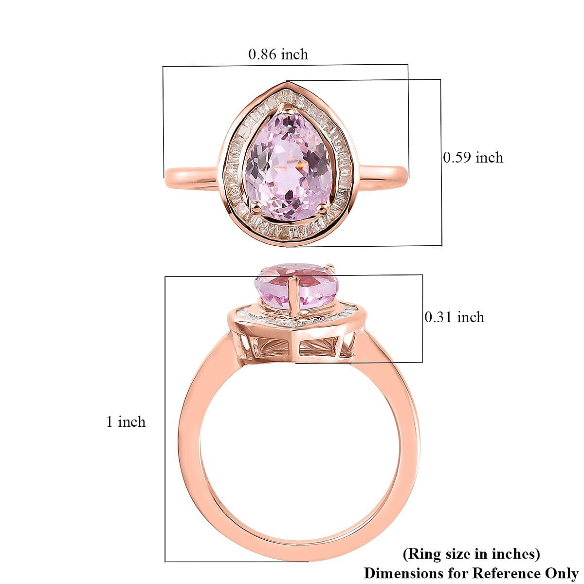 Premium Martha Rocha Kunzite and Diamond Halo Ring in Vermeil Rose Gold Over Sterling Silver (Size 10.0) 2.75 ctw