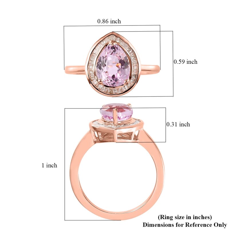 Premium Martha Rocha Kunzite and Diamond Halo Ring in Vermeil Rose Gold Over Sterling Silver (Size 10.0) 2.75 ctw