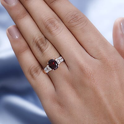 Orissa Rhodolite Garnet and White Zircon Ring in Vermeil Rose Gold Over Sterling Silver (Size 10.0) 2.35 ctw