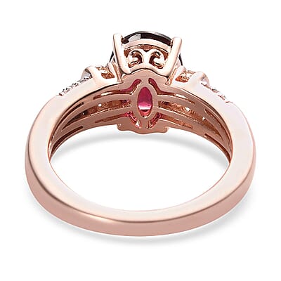 Orissa Rhodolite Garnet and White Zircon Ring in Vermeil Rose Gold Over Sterling Silver (Size 10.0) 2.35 ctw