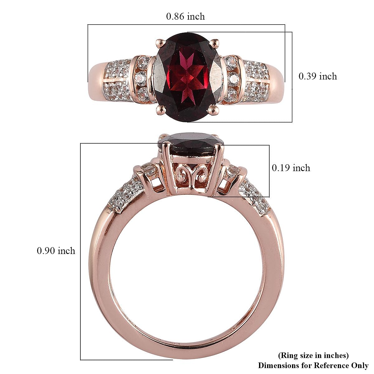Orissa Rhodolite Garnet and White Zircon Ring in Vermeil Rose Gold Over Sterling Silver (Size 10.0) 2.35 ctw