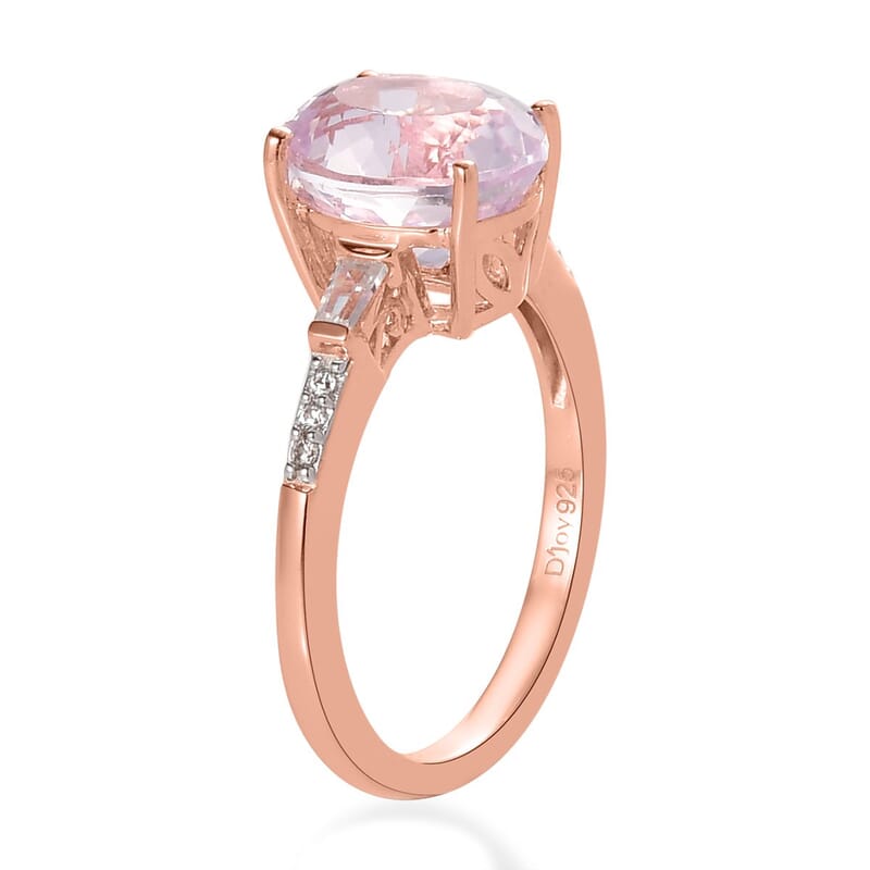 Premium Martha Rocha Kunzite and White Zircon Ring in Vermeil Rose Gold Over Sterling Silver (Size 10.0) 3.75 ctw