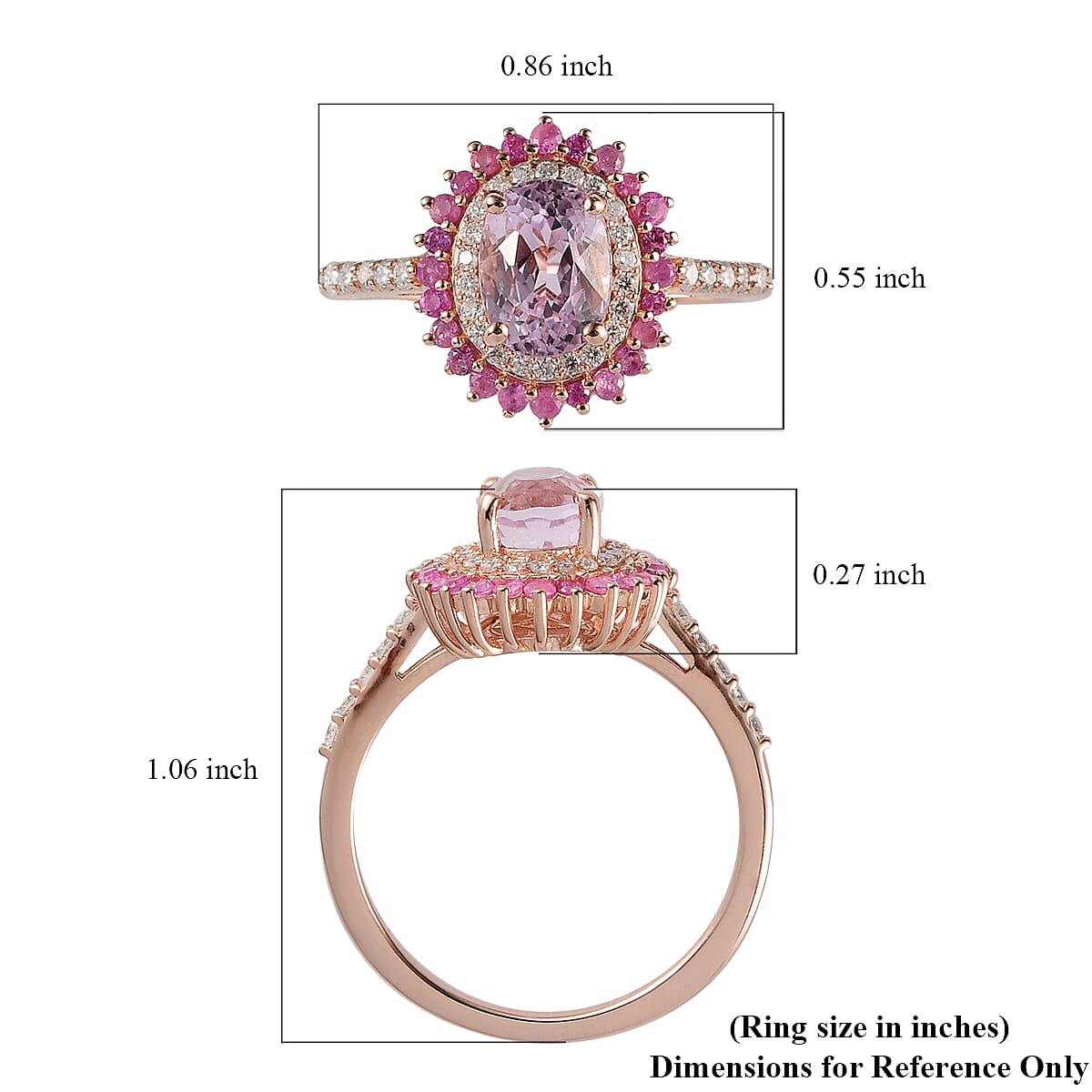 Premium Martha Rocha Kunzite and Multi Gemstone Floral Ring in Vermeil Rose Gold Over Sterling Silver 2.25 ctw image number 5