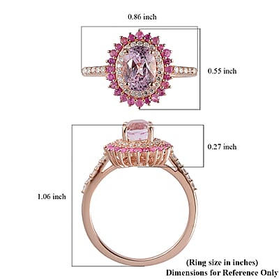 Premium Martha Rocha Kunzite and Multi Gemstone Floral Ring in Vermeil Rose Gold Over Sterling Silver (Size 10.0) 2.25 ctw