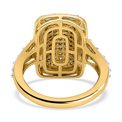 White Diamond 0.99 ctw Ring in 18K Vermeil Yellow Gold Over Sterling Silver (Size 8.0)