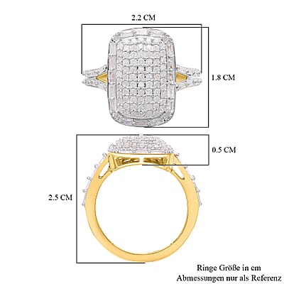 White Diamond 0.99 ctw Ring in 18K Vermeil Yellow Gold Over Sterling Silver (Size 8.0)