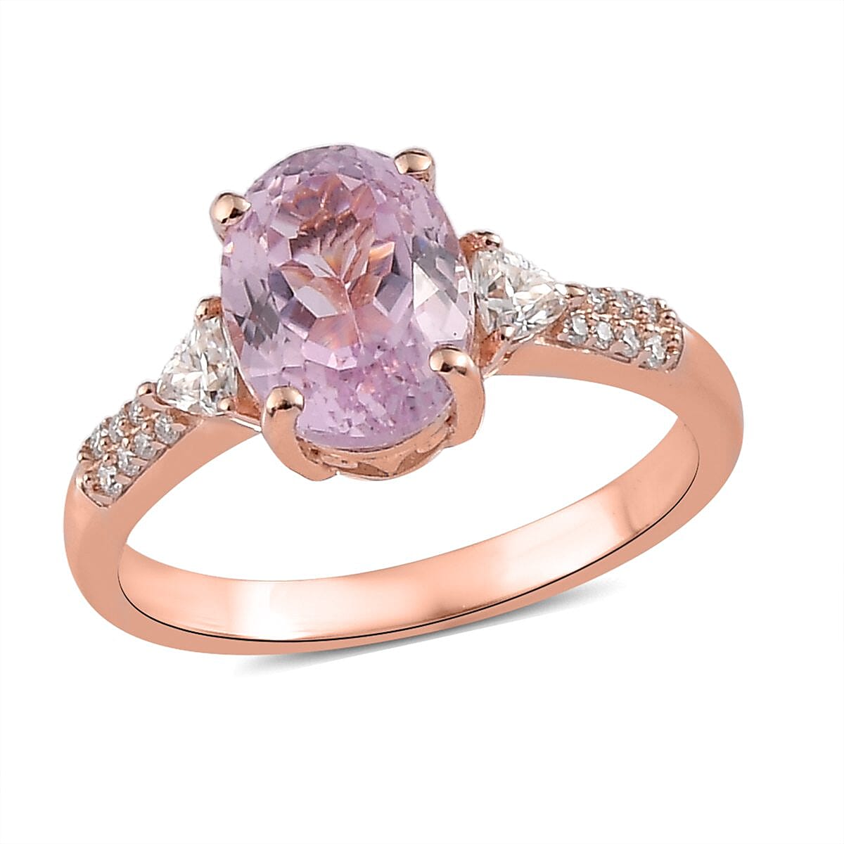 Premium Martha Rocha Kunzite and Moissanite Ring in Vermeil Rose Gold Over Sterling Silver (Size 10.0) 2.85 ctw image number 0
