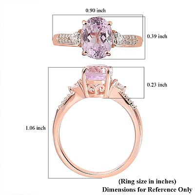 Premium Martha Rocha Kunzite and Moissanite Ring in Vermeil Rose Gold Over Sterling Silver (Size 10.0) 2.85 ctw