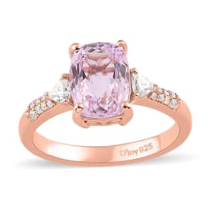 Premium Martha Rocha Kunzite and Moissanite Ring in Vermeil Rose Gold Over Sterling Silver 3.15 ctw