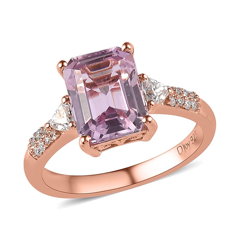 Premium Martha Rocha Kunzite and Moissanite Ring in Vermeil Rose Gold Over Sterling Silver (Size 10.0) 3.35 ctw