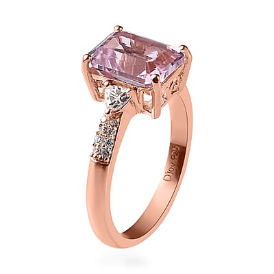 Premium Martha Rocha Kunzite and Moissanite Ring in Vermeil Rose Gold Over Sterling Silver (Size 10.0) 3.35 ctw