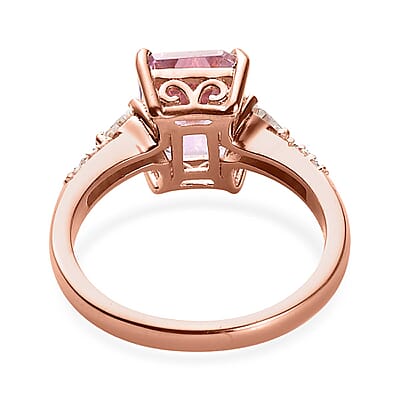 Premium Martha Rocha Kunzite and Moissanite Ring in Vermeil Rose Gold Over Sterling Silver (Size 10.0) 3.35 ctw