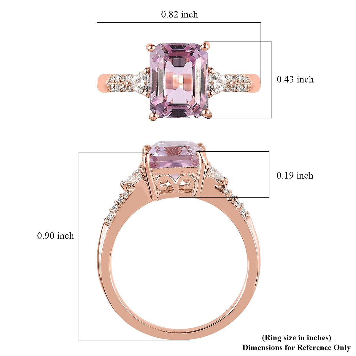 Premium Martha Rocha Kunzite and Moissanite Ring in Vermeil Rose Gold Over Sterling Silver (Size 10.0) 3.35 ctw