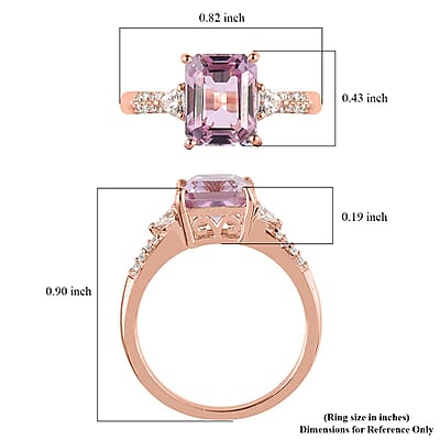 Premium Martha Rocha Kunzite and Moissanite Ring in Vermeil Rose Gold Over Sterling Silver (Size 10.0) 3.35 ctw