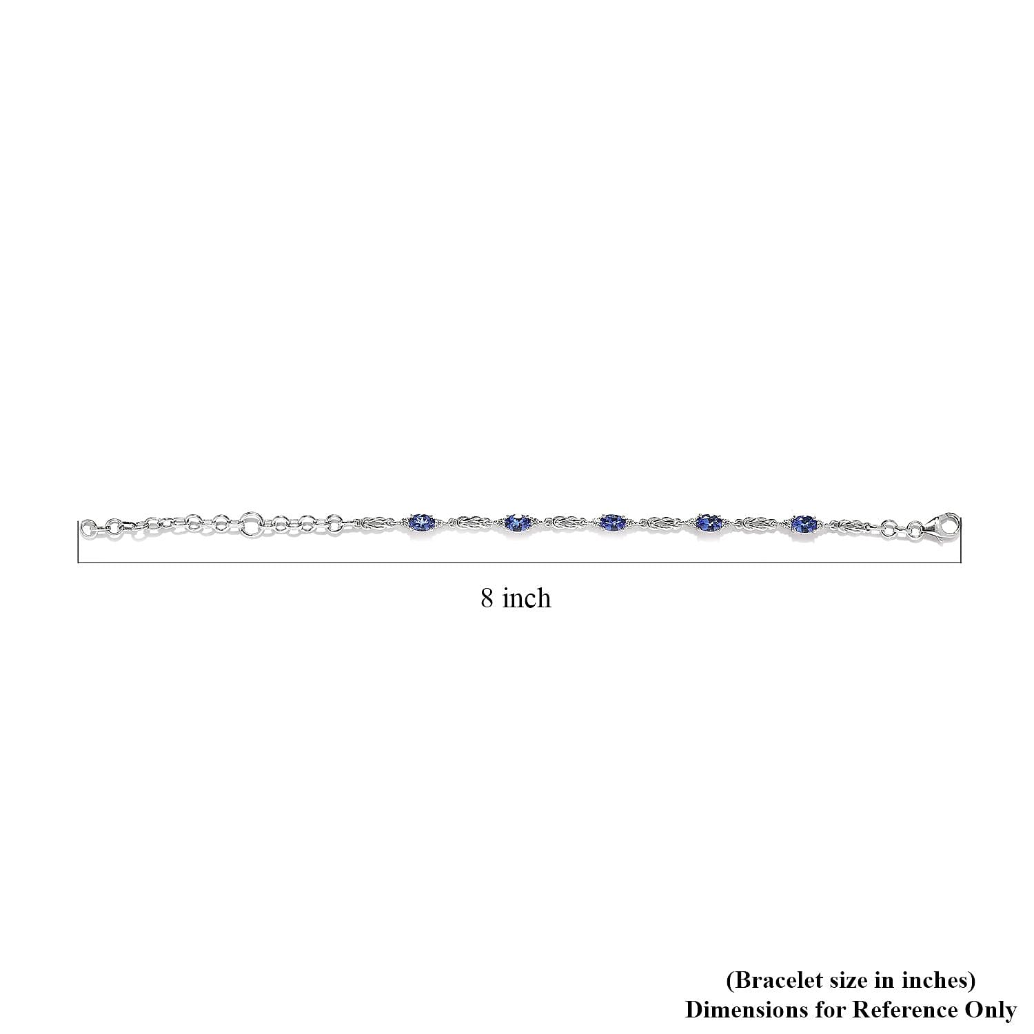 AAA Tanzanite and Moissanite Bracelet in Platinum Over Sterling Silver (6.50-8.0In) 2.75 ctw