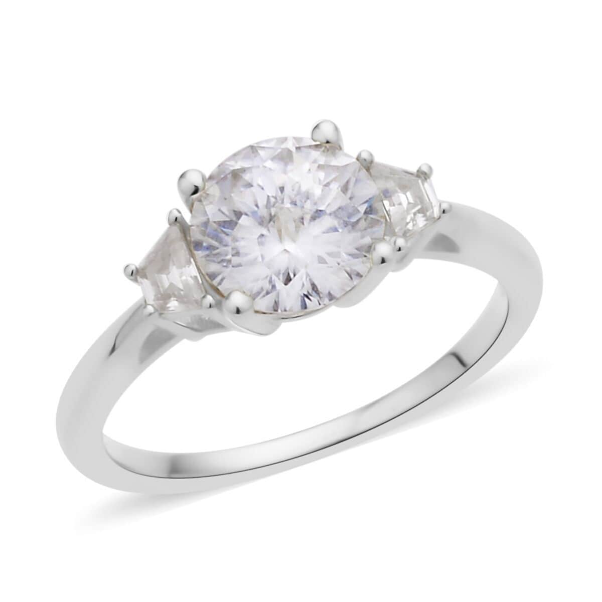 Emperor Cut Moissanite Ring in Platinum Over Sterling Silver (Size 10.0) 2.00 ctw image number 0