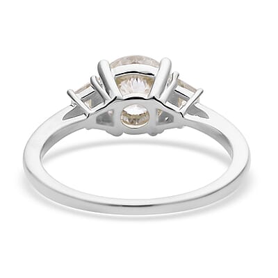 Emperor Cut Moissanite Ring in Platinum Over Sterling Silver (Size 10.0) 2.00 ctw