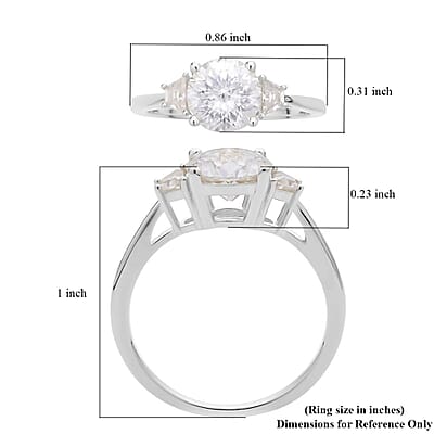 Emperor Cut Moissanite Ring in Platinum Over Sterling Silver (Size 10.0) 2.00 ctw