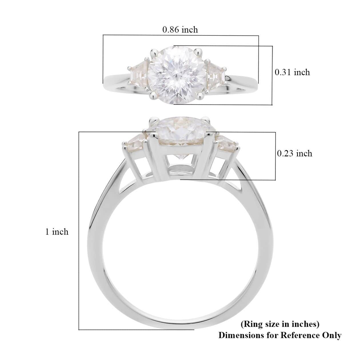 Emperor Cut Moissanite Ring in Platinum Over Sterling Silver (Size 10.0) 2.00 ctw image number 5