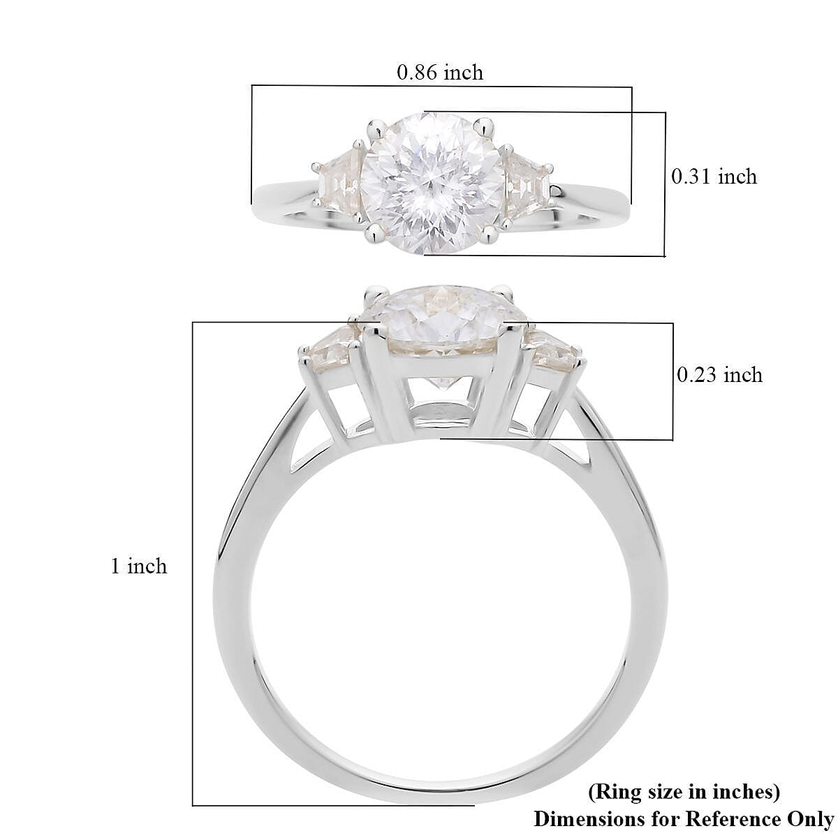 Emperor Cut Moissanite Ring in Platinum Over Sterling Silver (Size 9.0) 2.00 ctw image number 5