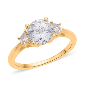 Emperor Cut Moissanite Ring in Vermeil Yellow Gold Over Sterling Silver (Size 7.0) 2.00 ctw