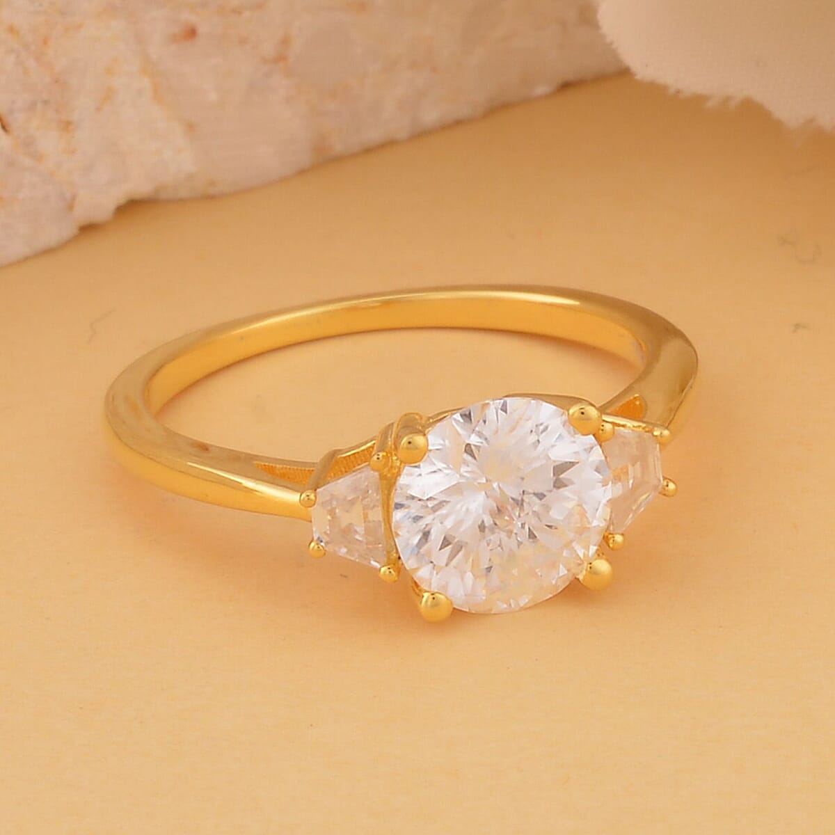 Emperor Cut Moissanite Ring in Vermeil Yellow Gold Over Sterling Silver (Size 7.0) 2.00 ctw image number 1