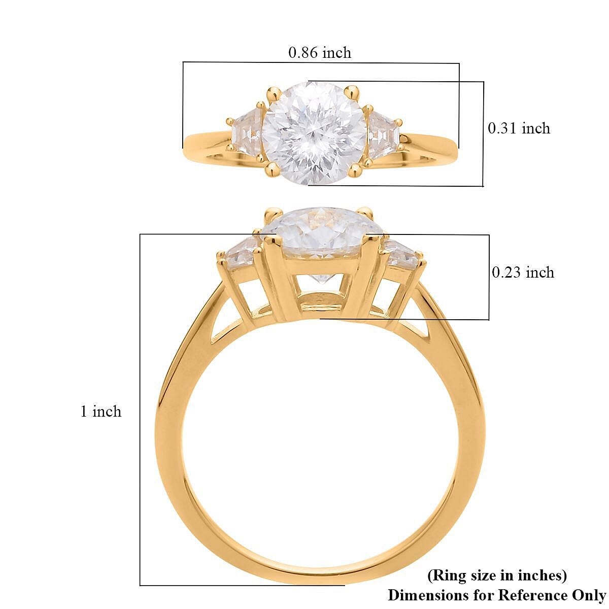 Emperor Cut Moissanite Ring in Vermeil Yellow Gold Over Sterling Silver (Size 7.0) 2.00 ctw image number 5
