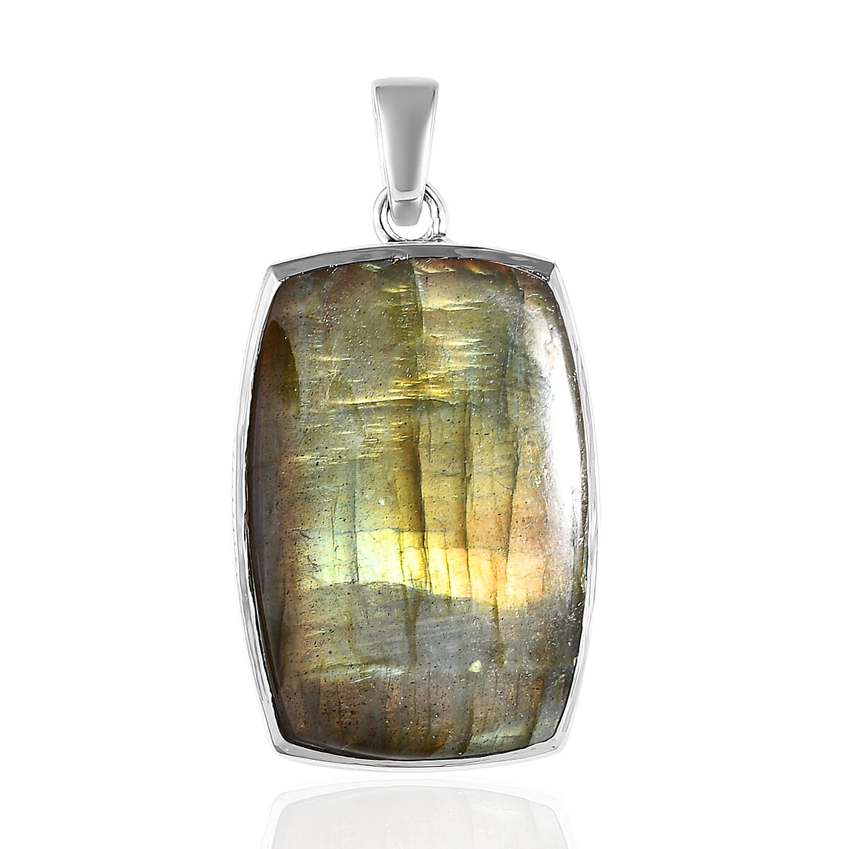 Buy Malagasy Labradorite Solitaire Pendant in Platinum Over Copper with