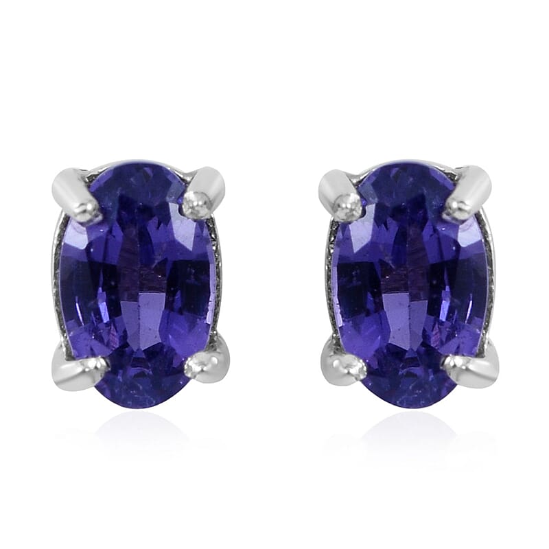 Madagascar Purple Sapphire Stud Earrings in Platinum Over Sterling Silver 0.60 ctw
