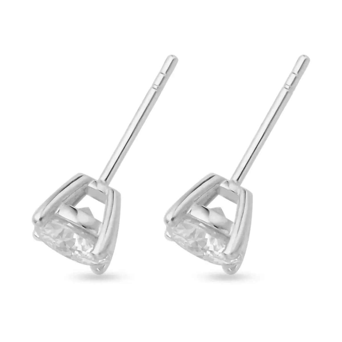 Emperor Cut Moissanite Solitaire Stud Earrings in Platinum Over Sterling Silver, Stud Earrings, Moissanite Studs, Anniversary Gifts For Her 1.60 ctw image number 5