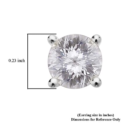 Emperor Cut Moissanite 1.60 ctw Solitaire Stud Earrings in Platinum Over Sterling Silver, Stud Earrings, Moissanite Studs, Anniversary Gifts For Her