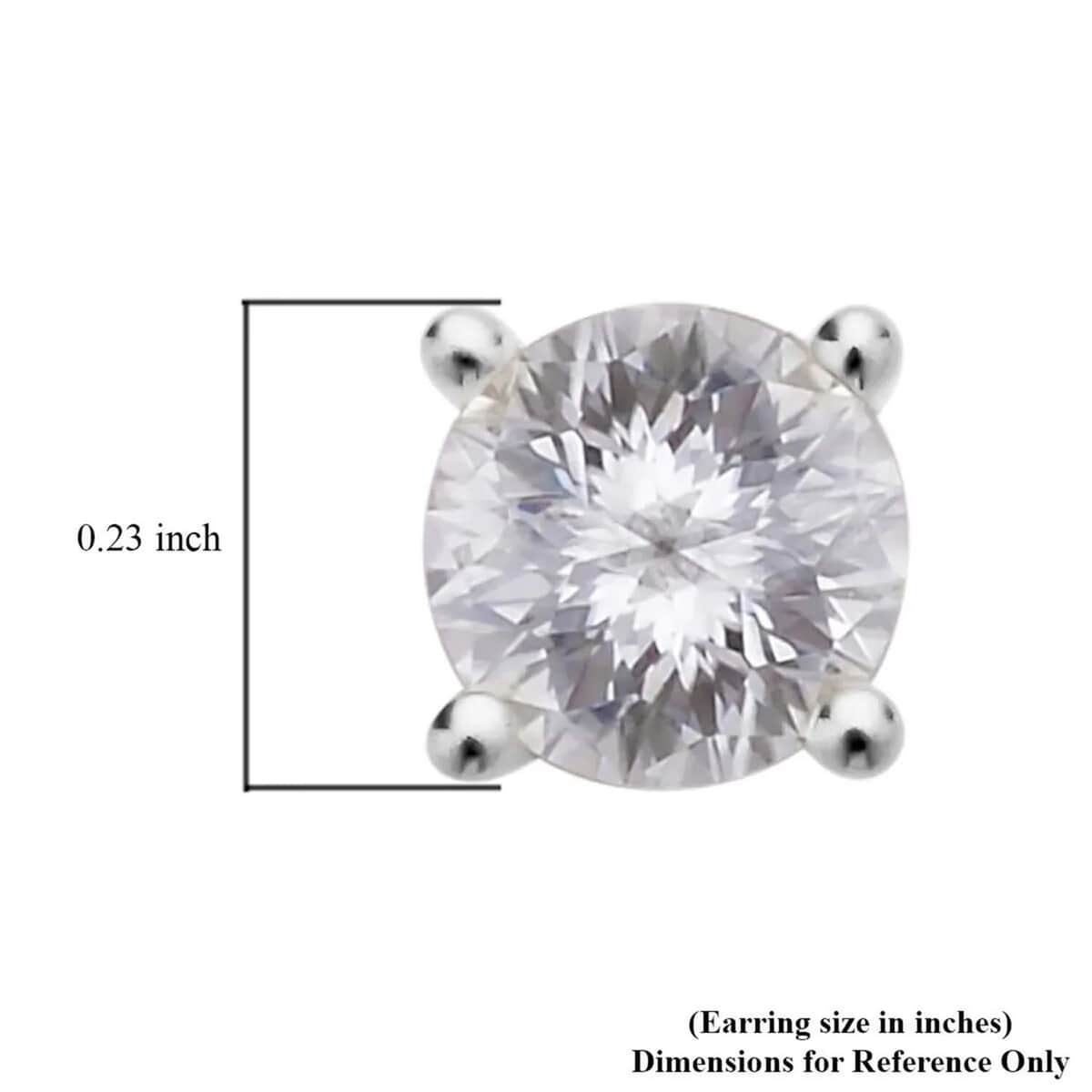 Emperor Cut Moissanite Solitaire Stud Earrings in Platinum Over Sterling Silver 1.50 ctw image number 6